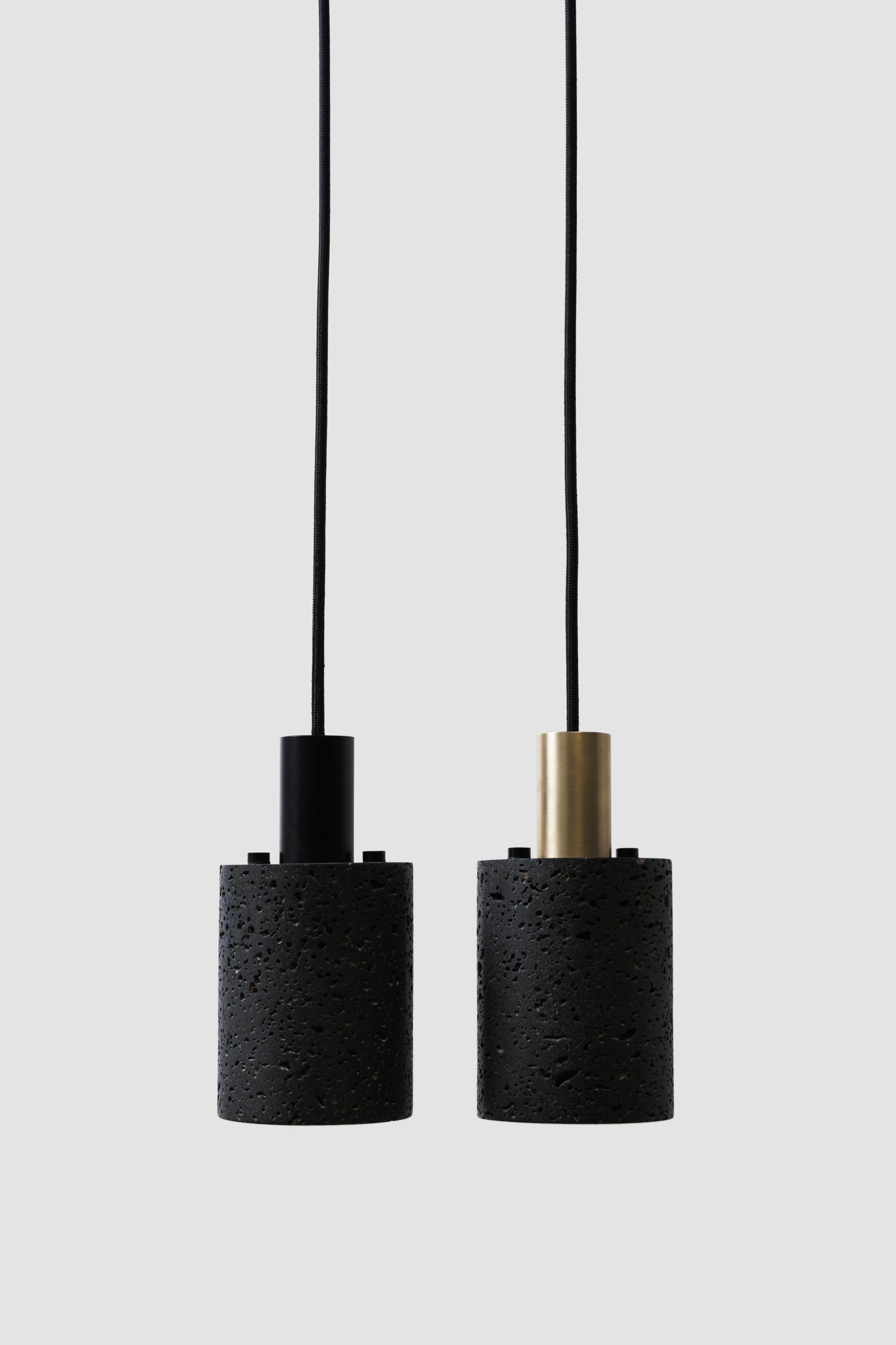 Industrial Contemporary Pendant Lamps 'N' in Black Lava Stone For Sale