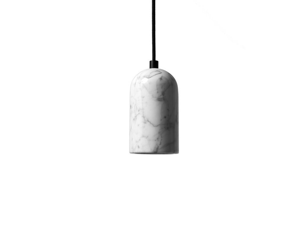 Industrial Contemporary pendant lamps 'U' in black lava stone For Sale