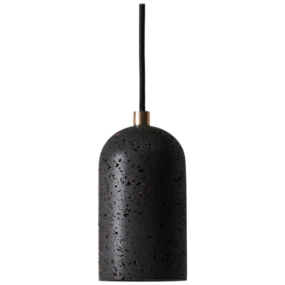 Contemporary Pendant Lamps 'U' in Black Lava Stone For Sale