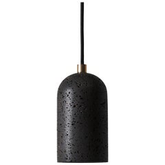 Contemporary Pendant Lamps ''U'' in Black Lava Stone