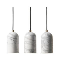 Contemporary pendant lamps 'U' in white marble