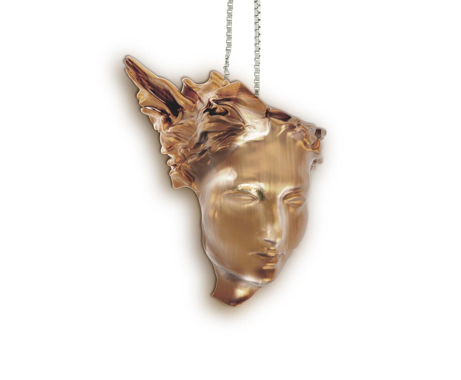 Round Cut Contemporary Pendant Necklace in Brass For Sale