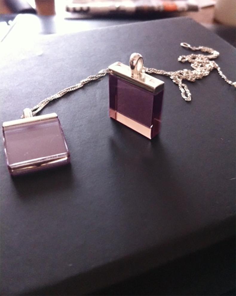 Contemporary Sterling Silver Pendant Necklace with Pink Onyx by the Artist In New Condition For Sale In Berlin, DE