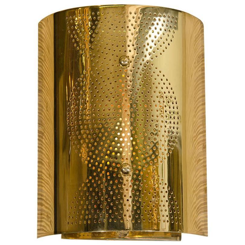 Contemporary Perforated Brass Wall Sconce