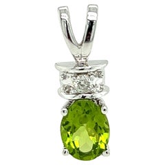 Contemporary Peridot and Diamond Pendant in 14k Gold