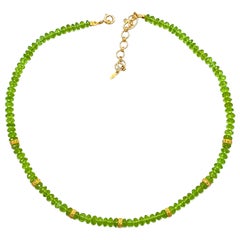 Contemporary Peridot Beads Coomi 20 Karat Yellow Gold Necklace