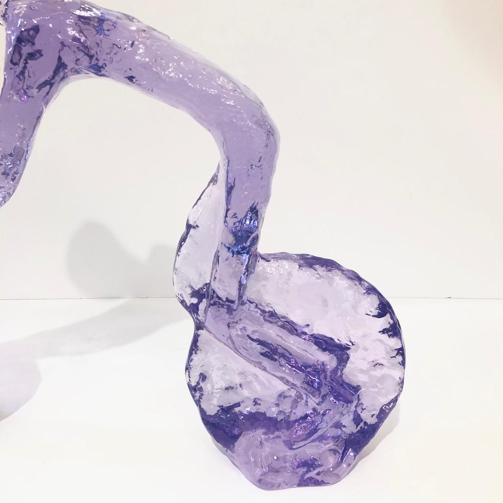 Contemporary Periwinkle Violet Modern Lucite Sculpture of Minimalist Cyclist 4