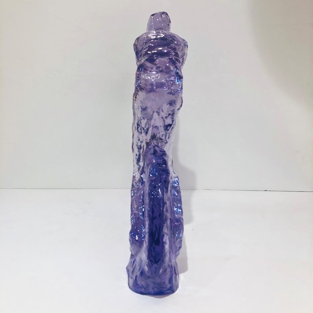 Contemporary Periwinkle Violet Modern Lucite Sculpture of Minimalist Cyclist 6