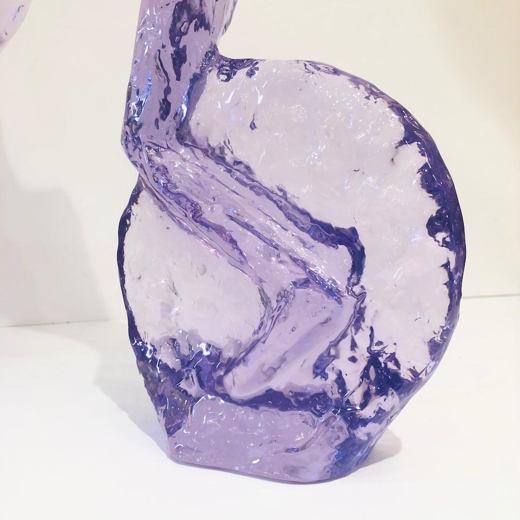 Acrylic Contemporary Periwinkle Violet Modern Lucite Sculpture of Minimalist Cyclist