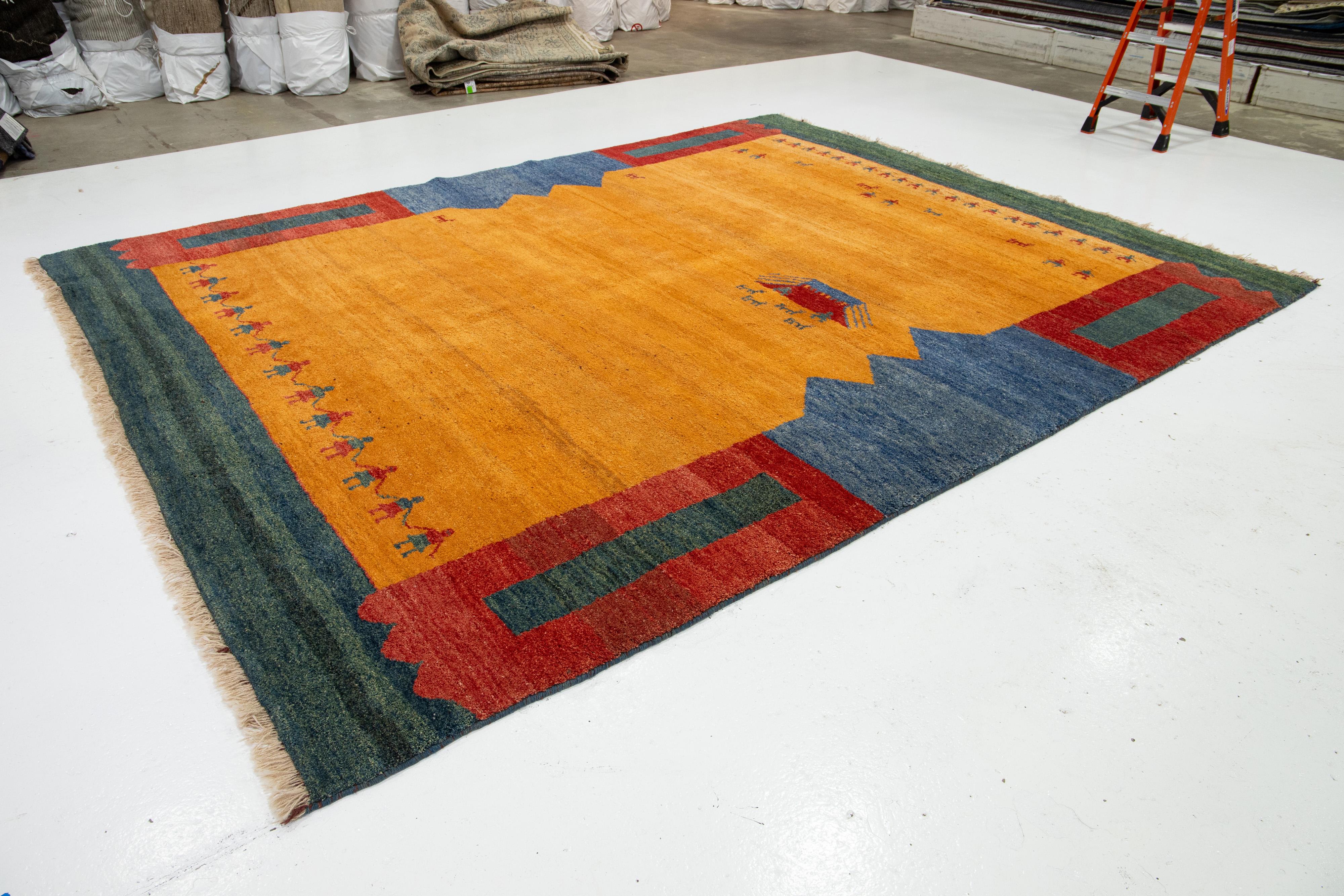 Modern Contemporary Persian Gabbeh Wool Rug With Multicolor Pattern For Sale
