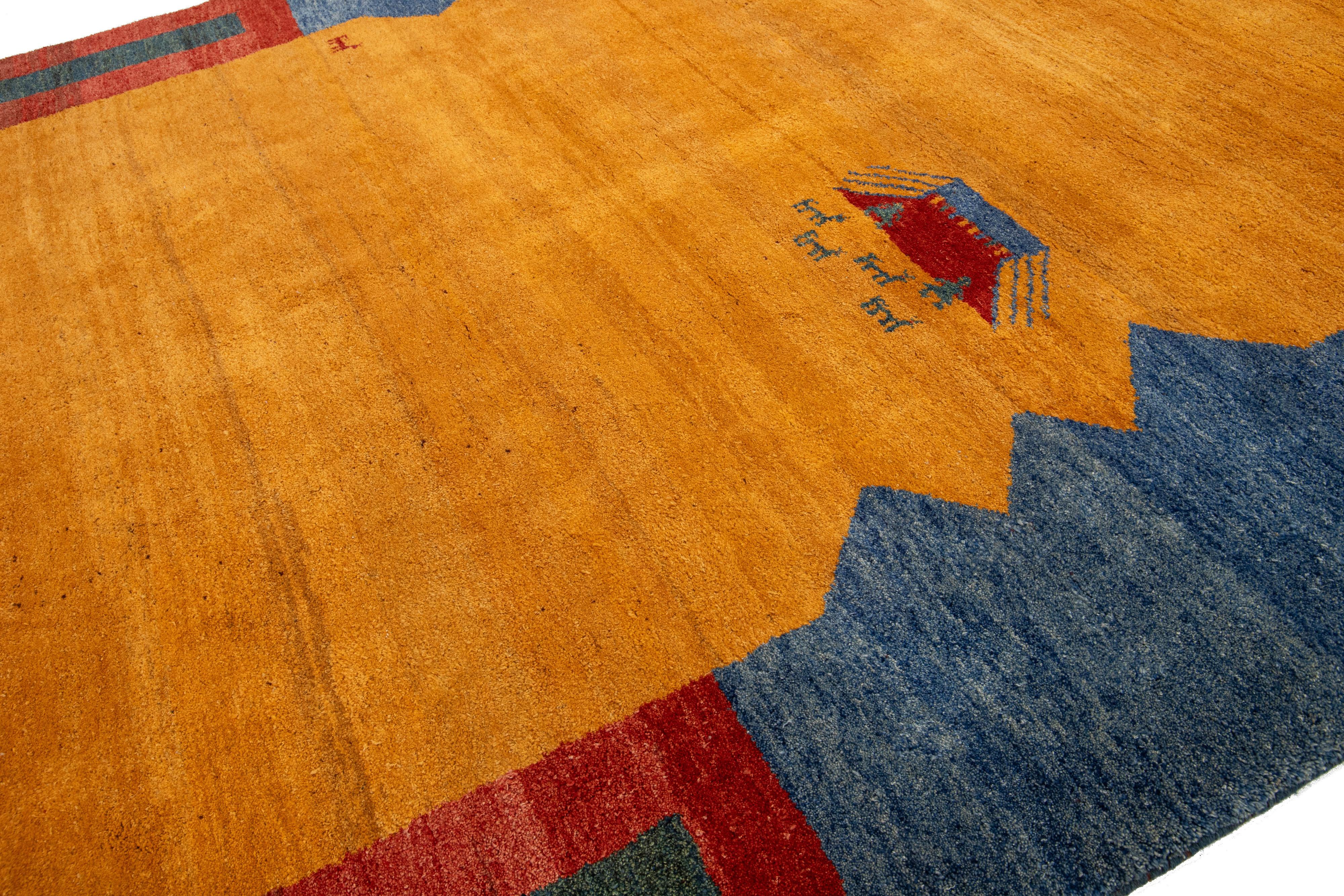 Contemporary Persian Gabbeh Wool Rug With Multicolor Pattern In New Condition For Sale In Norwalk, CT