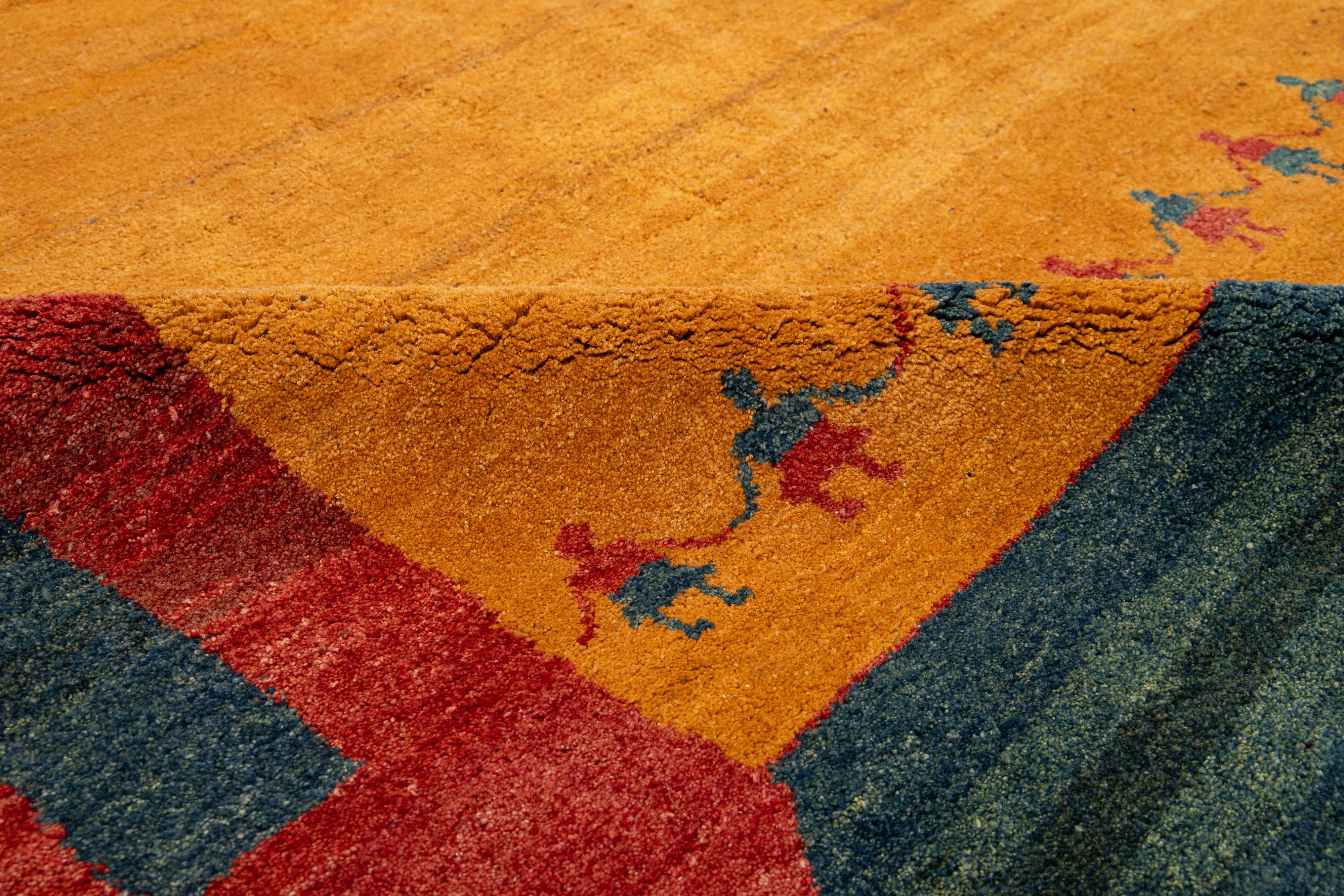 Contemporary Persian Gabbeh Wool Rug With Multicolor Pattern For Sale 2