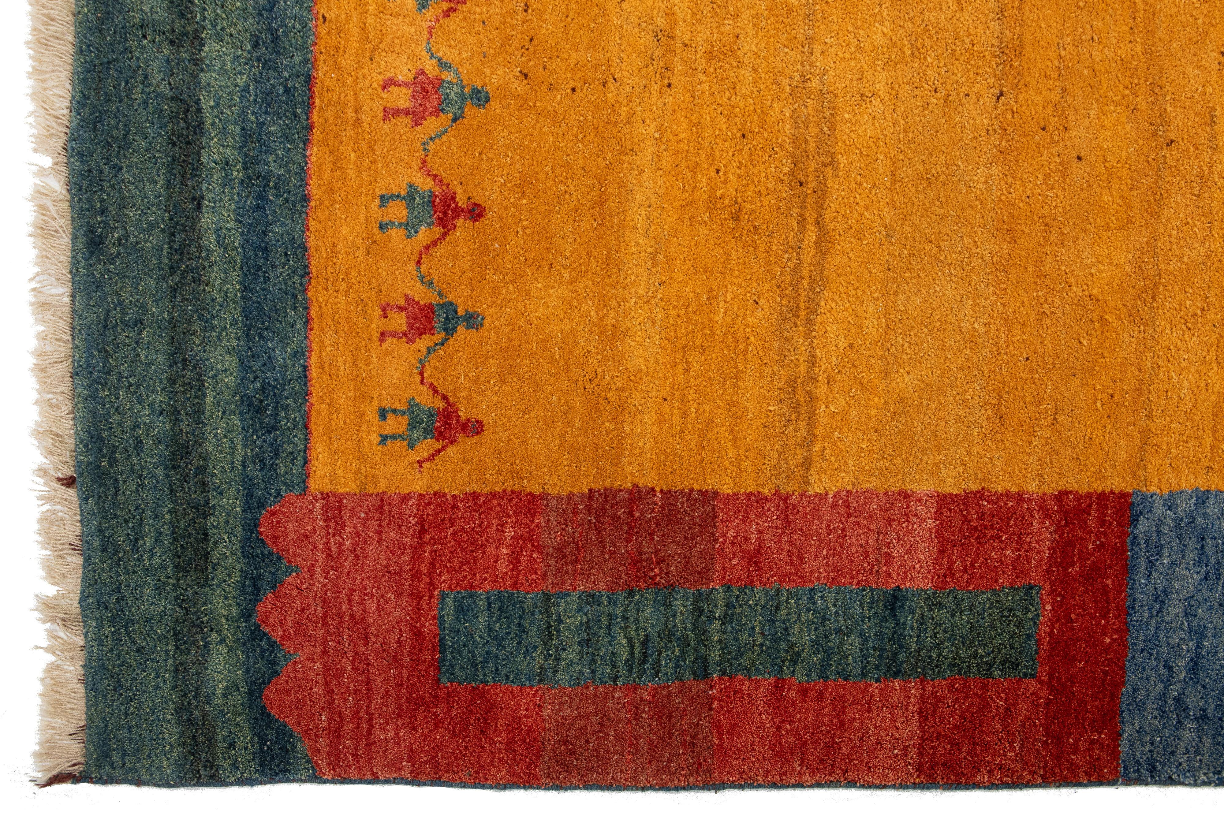 Contemporary Persian Gabbeh Wool Rug With Multicolor Pattern For Sale 3
