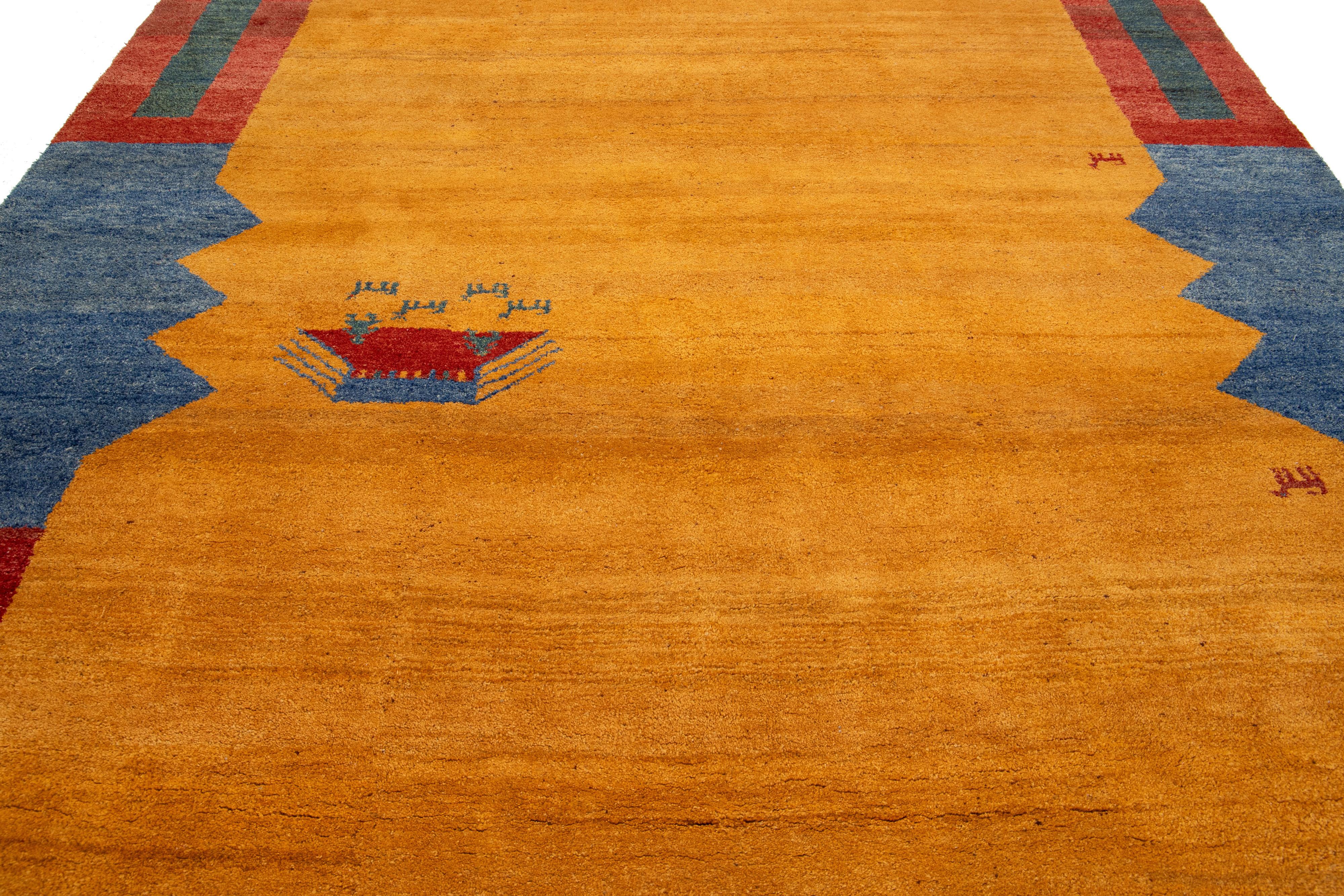 Contemporary Persian Gabbeh Wool Rug With Multicolor Pattern For Sale 4