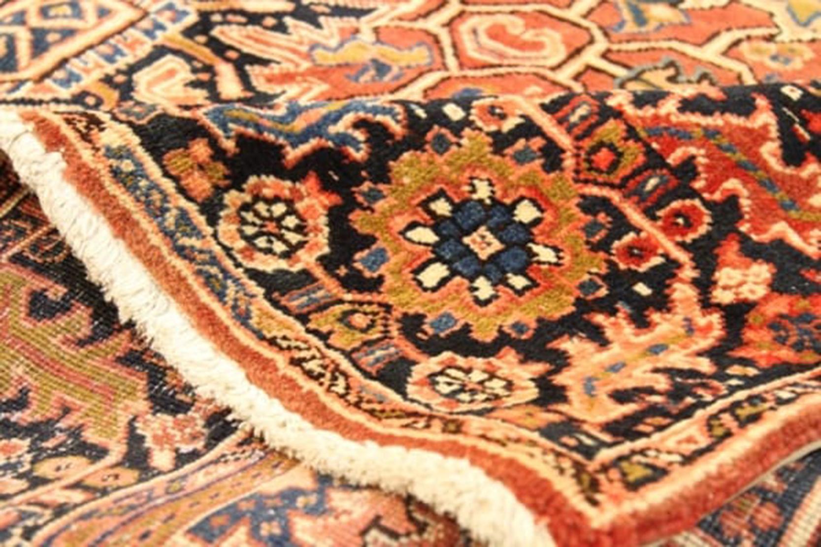 Malayer Contemporary Persian Heriz Rug with Diamond Medallion and Floral All-Over Detail For Sale