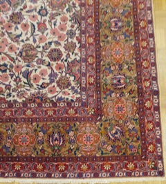 Contemporary Persian Kashan, Ivory, Wool, Room Size, 2000