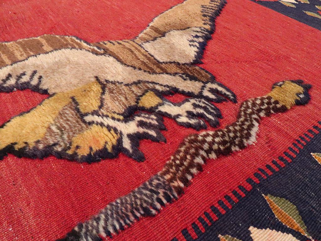 Contemporary Persian Pictorial Souf Accent Rug in the Style of Gabbeh Lion Rugs 1