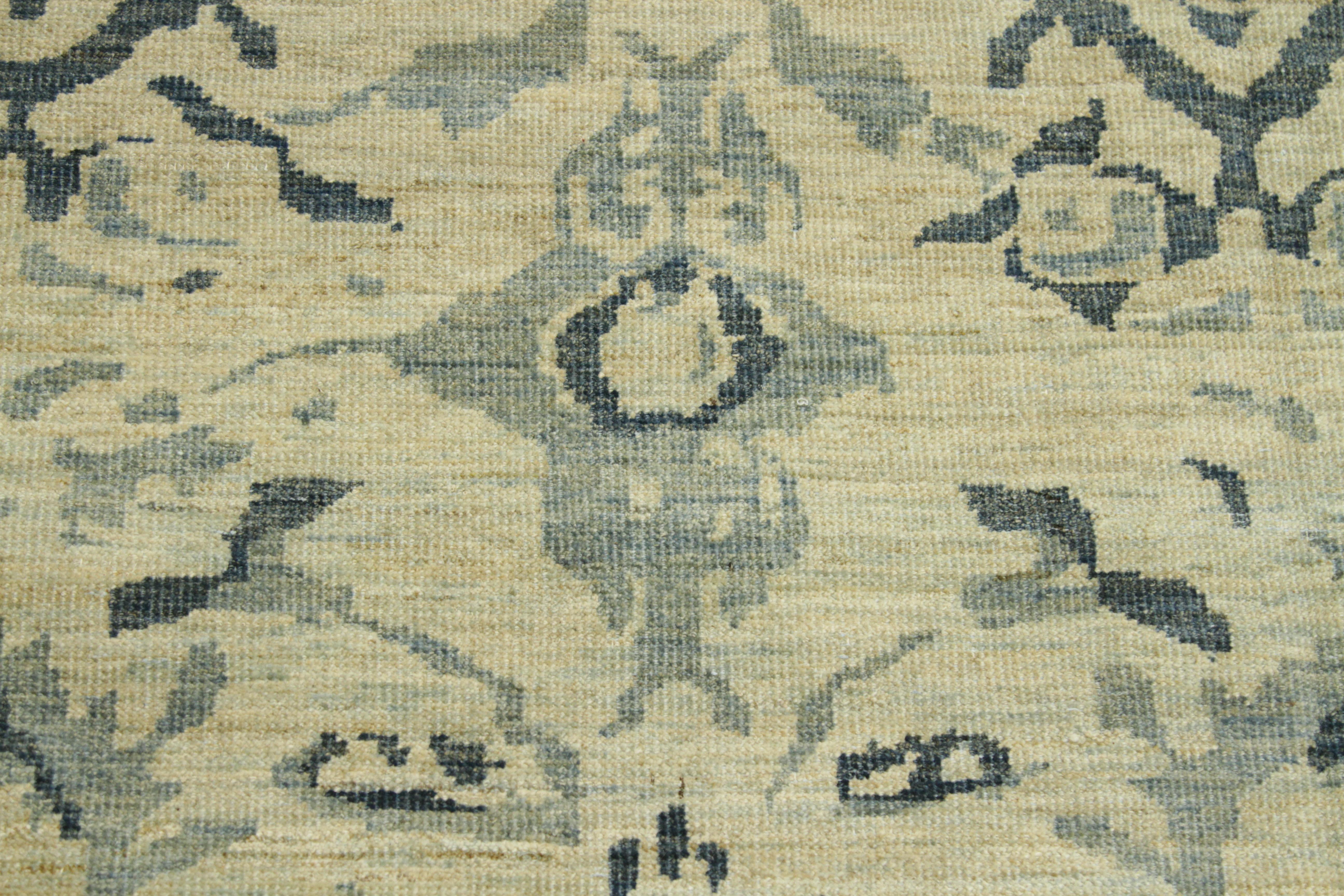 Zeitgenössischer persischer Teppich Sultanabad-Design mit blauen und grauen „Boteh“-Details im Angebot 3