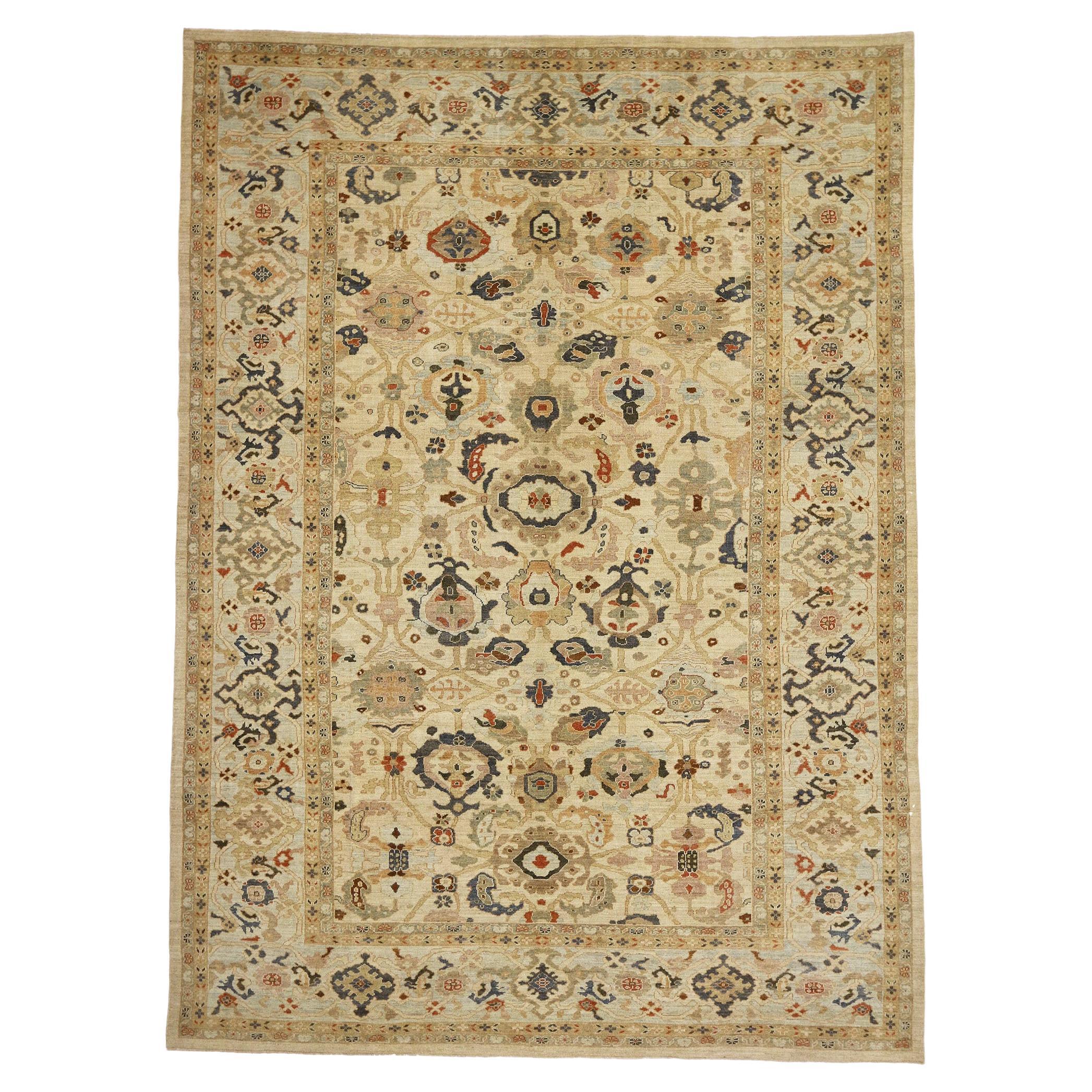 Nouveau tapis persan Sultanabad de style transitionnel en vente