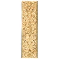 Contemporary Persian Tabriz Runner Rug with Brown and Ivory Floral Motifs