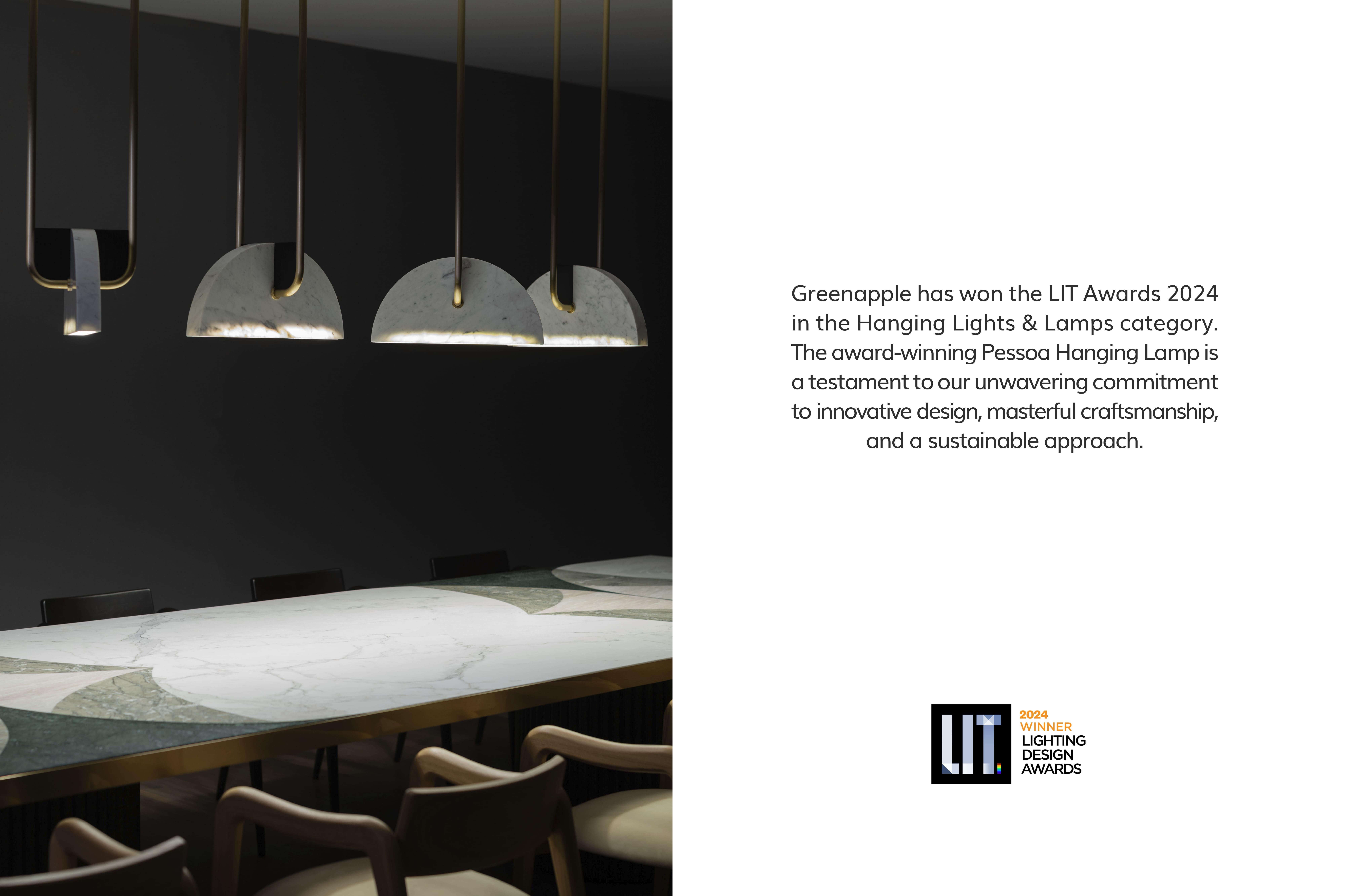Lampada a sospensione Pessoa Contemporary, marmo, ottone, fatta a mano in Portogallo da Greenapple in vendita 5