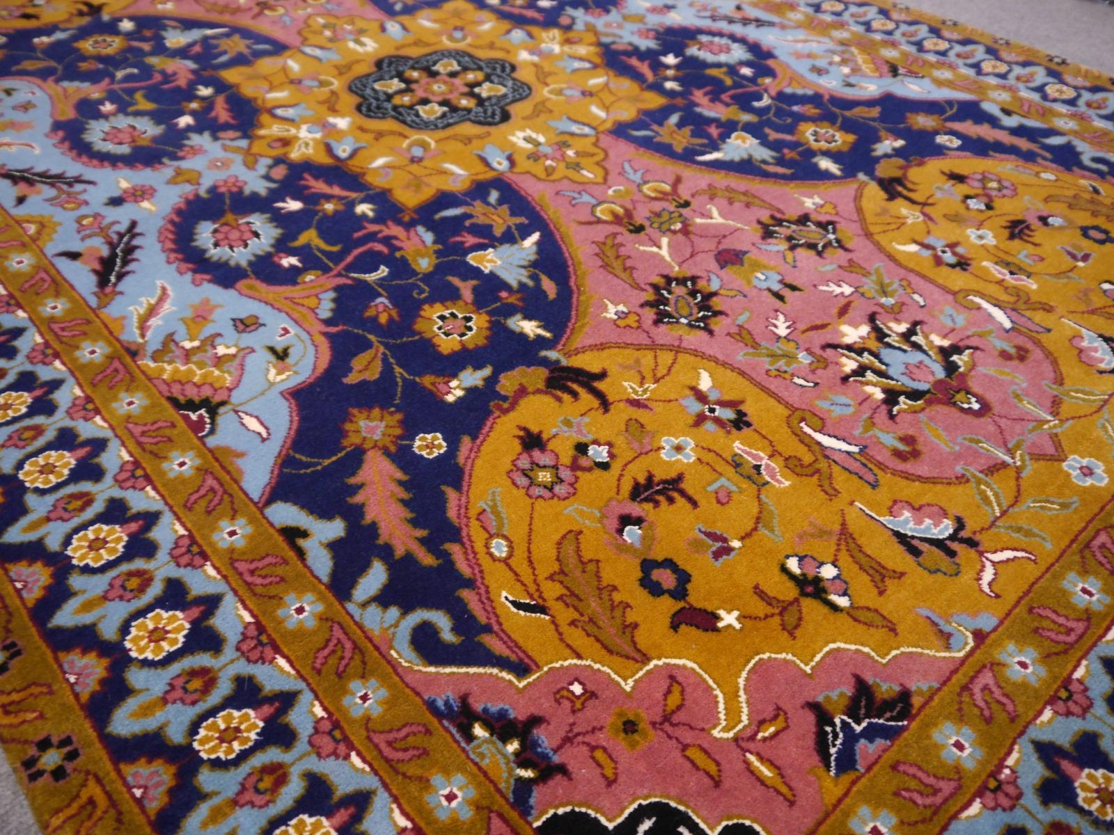 Indischer handgeknüpfter PETAG TABRIZ-Teppich im TABRIZ-Design (Handgeknüpft) im Angebot