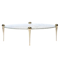 Konekt Petra Coffee Table with Carrara Marble and Bronze