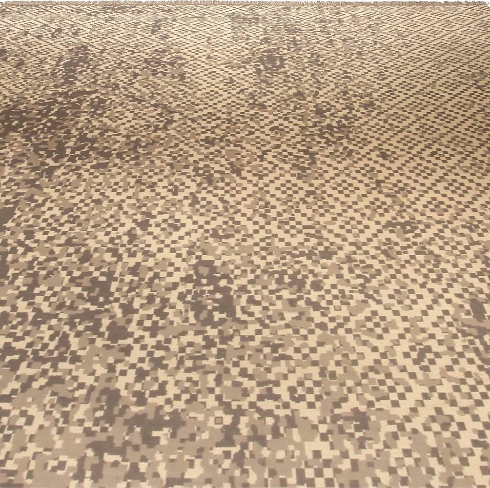 Modern Contemporary Petra Design Beige and Brown Handmade Wool Rug by Doris Leslie Blau For Sale