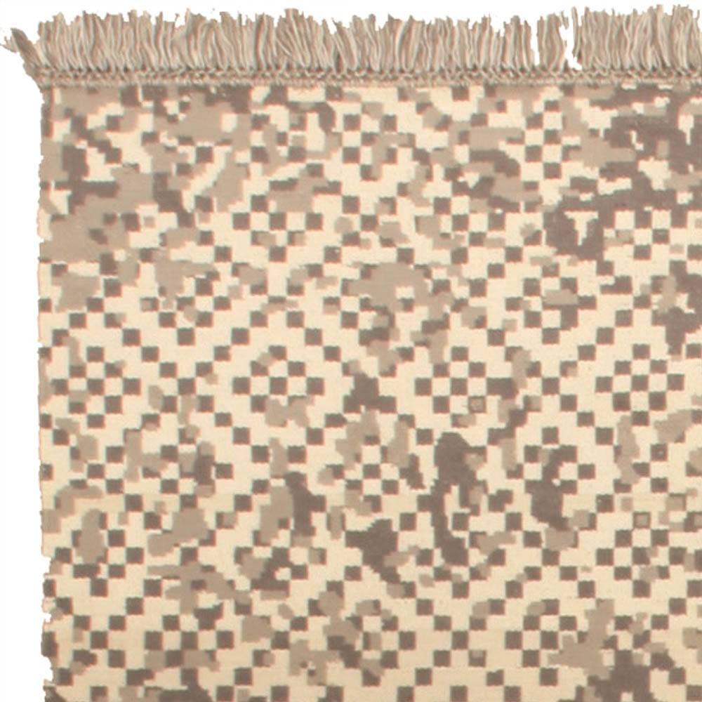 Contemporary Petra Design Beige and Brown Handmade Wool Rug by Doris Leslie Blau In New Condition For Sale In New York, NY