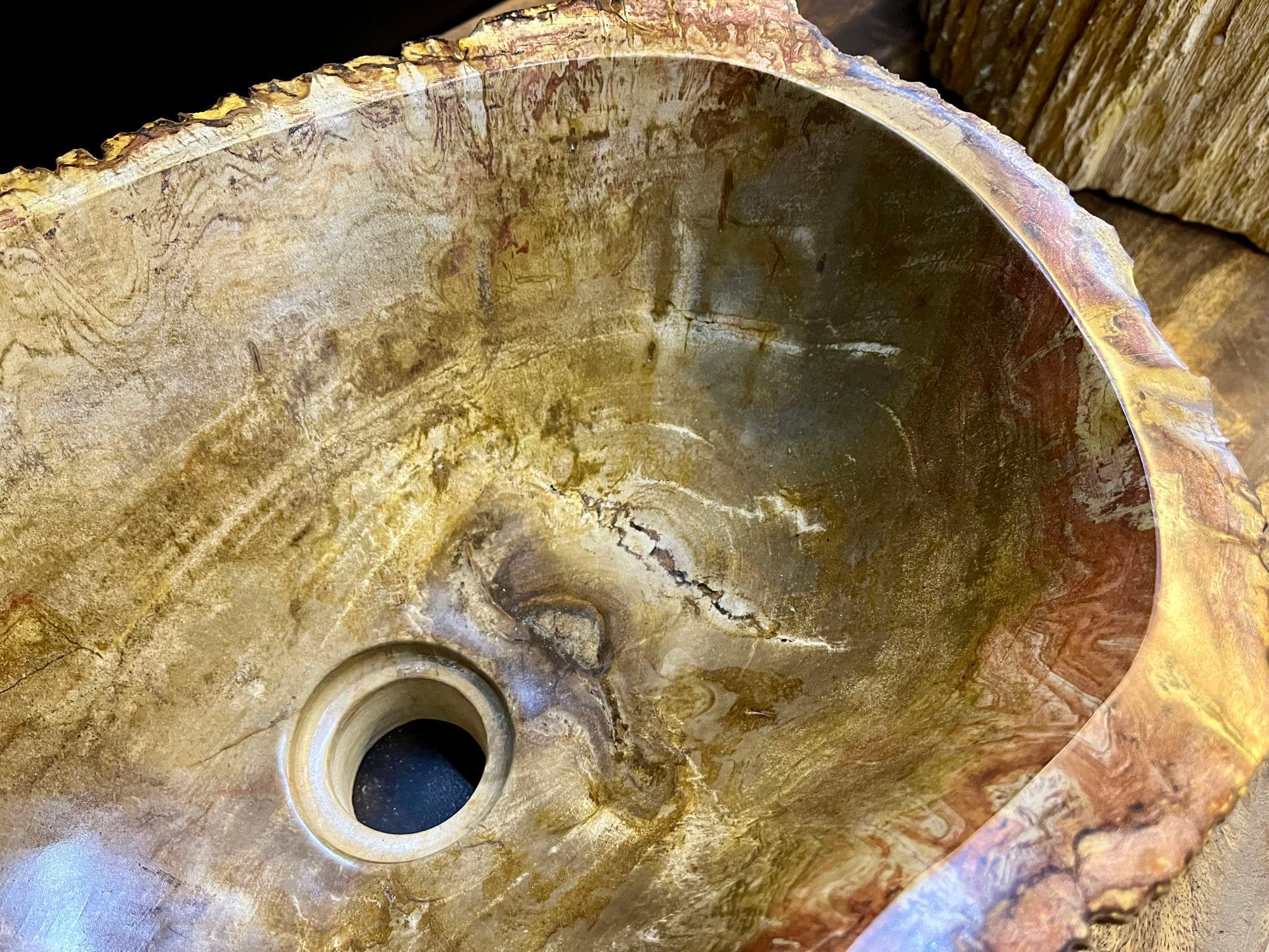 Contemporary Petrified Wood Sink in Beige/ Brown/ Yellow and Pink Tones, 2024 For Sale 4