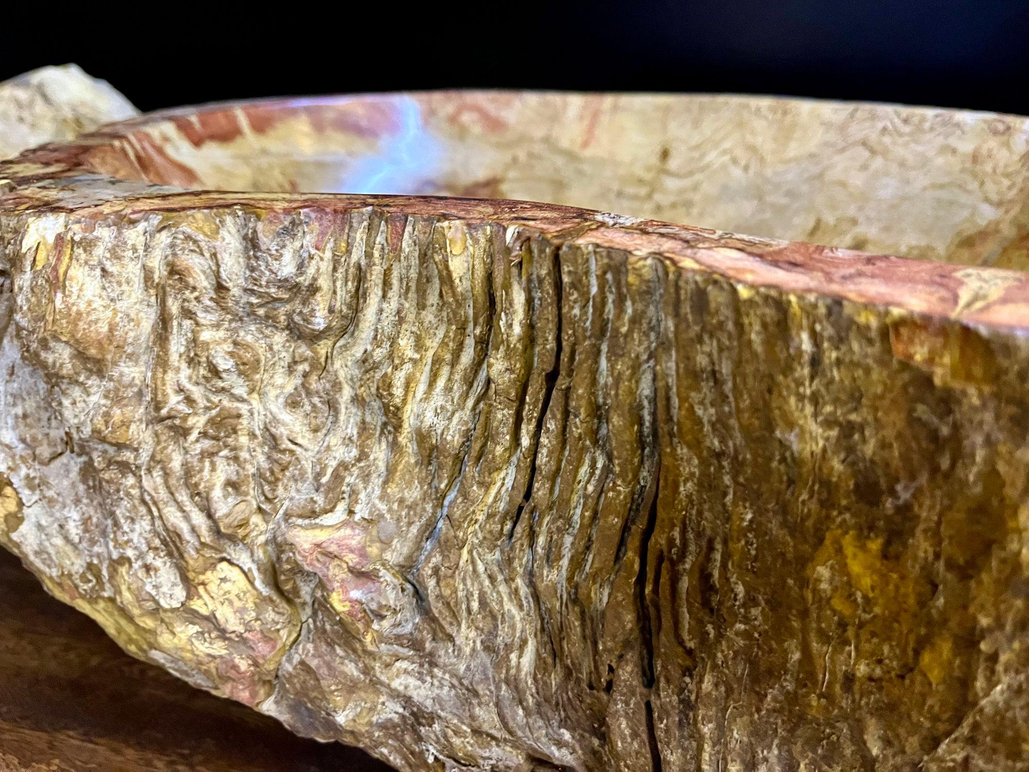 Contemporary Petrified Wood Sink in Beige/ Brown/ Yellow and Pink Tones, 2024 For Sale 1