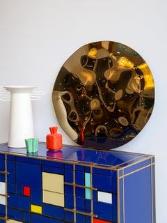 Contemporary Phantasia Single Plate Mirror Curved Bronze Glass by Esa Design