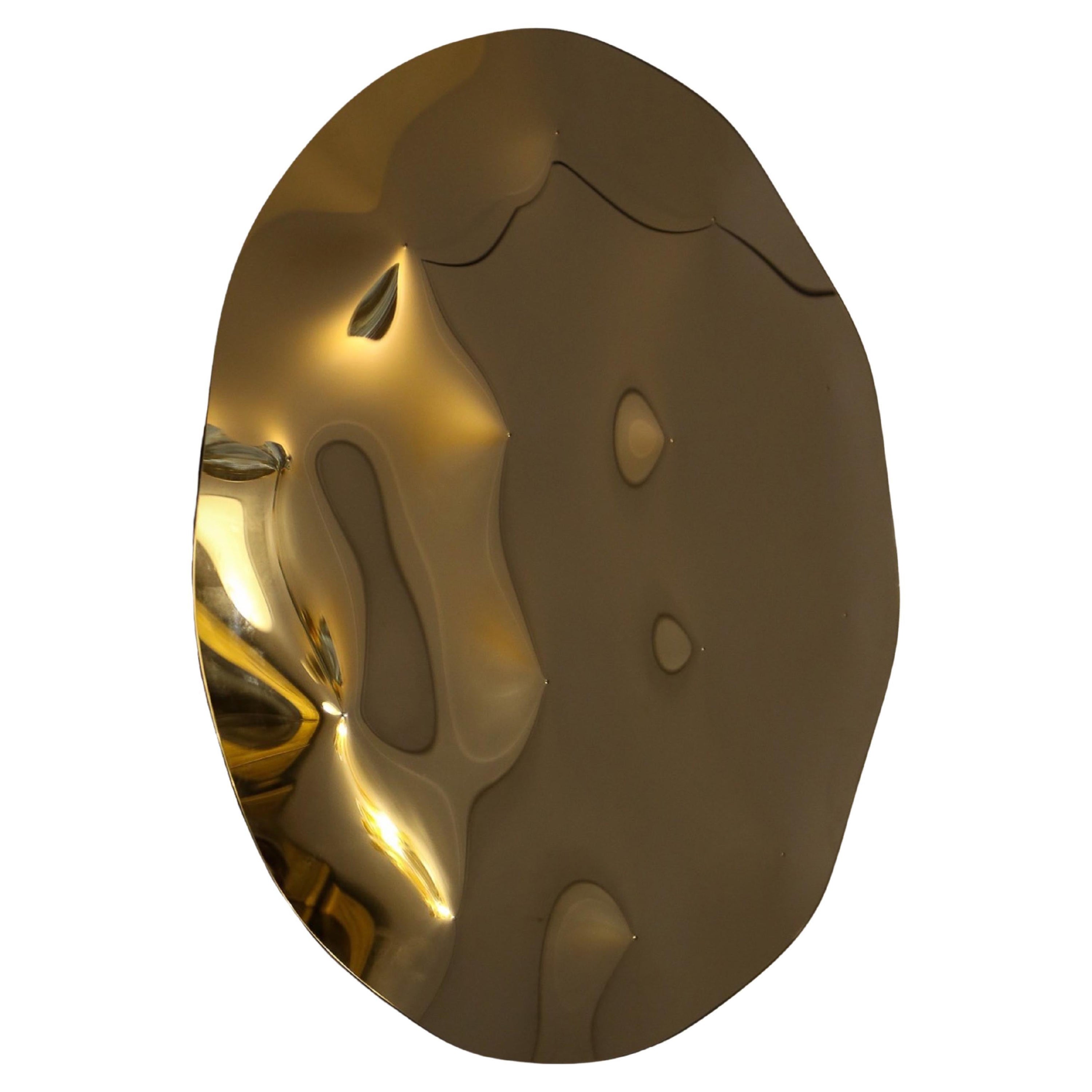Specchio contemporaneo Phantasia a piastra singola con vetro curvo in bronzo di Esa Design in vendita