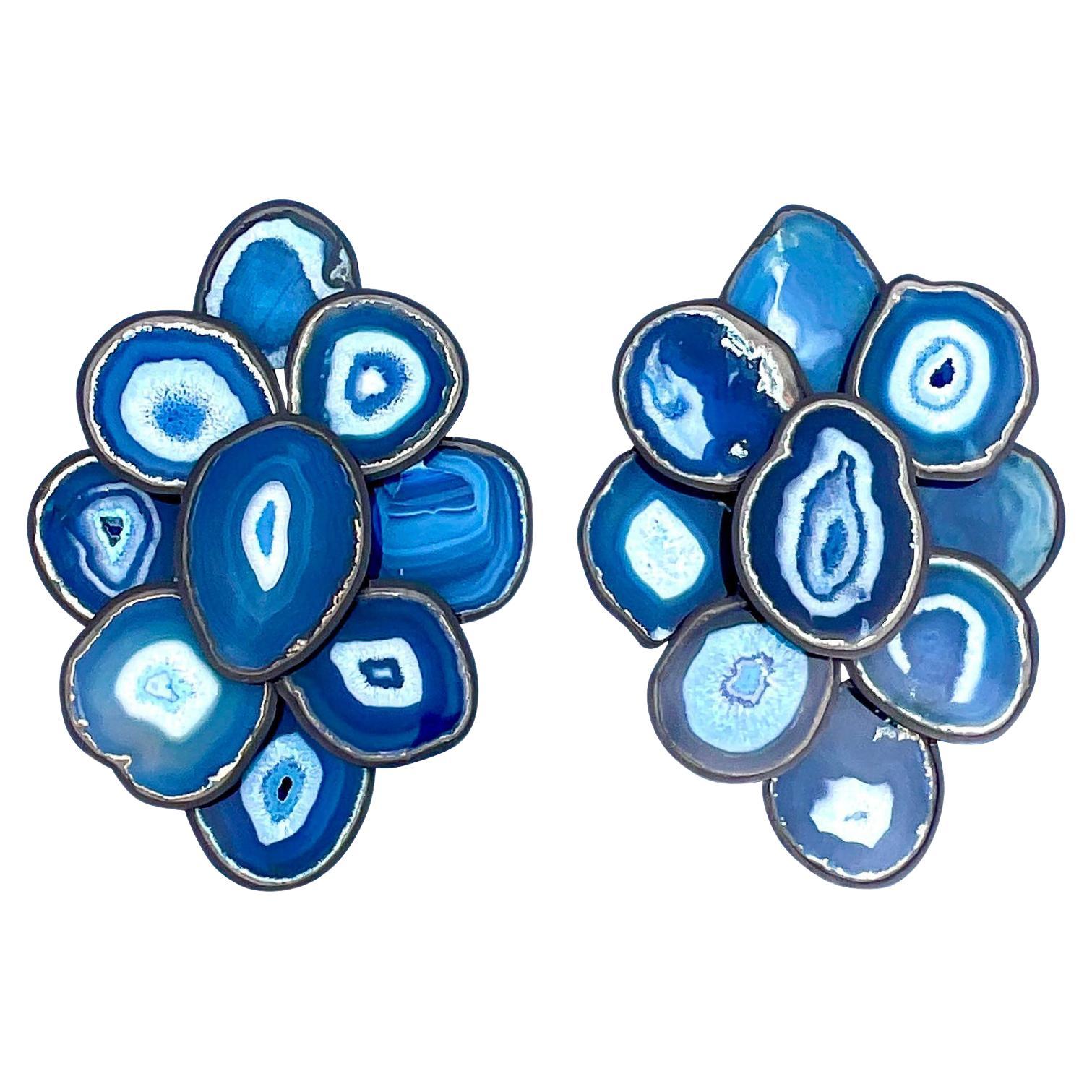 Contemporary Philip Nimmo Pietra Santa Blue Agate Sconces, a Pair