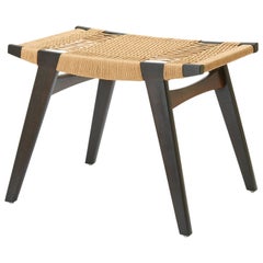 Contemporary Pi Stool, Bog Oak Frame, Matt Oil-Finish, Danish Cord Seat