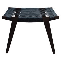Contemporary Pi Stool, Ebonised Oak Frame, Black Danish Cord Seat