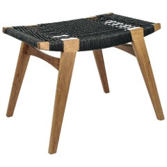 Contemporary pi Hocker, Gestell aus geräucherter Eiche, Sitz aus schwarzem dänischem Cord