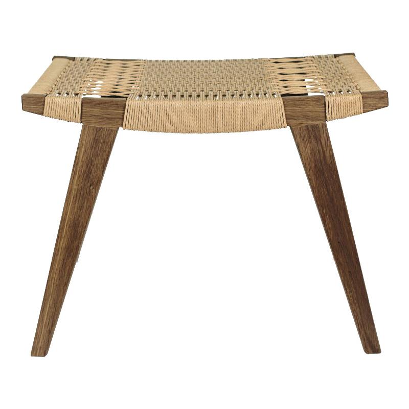 Contemporary pi Stool, Fumed Oak Frame, Natural Danish Cord Seat For Sale