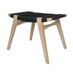 Contemporary pi Stool, Limed Oak Frame, Black Danish Cord Seat