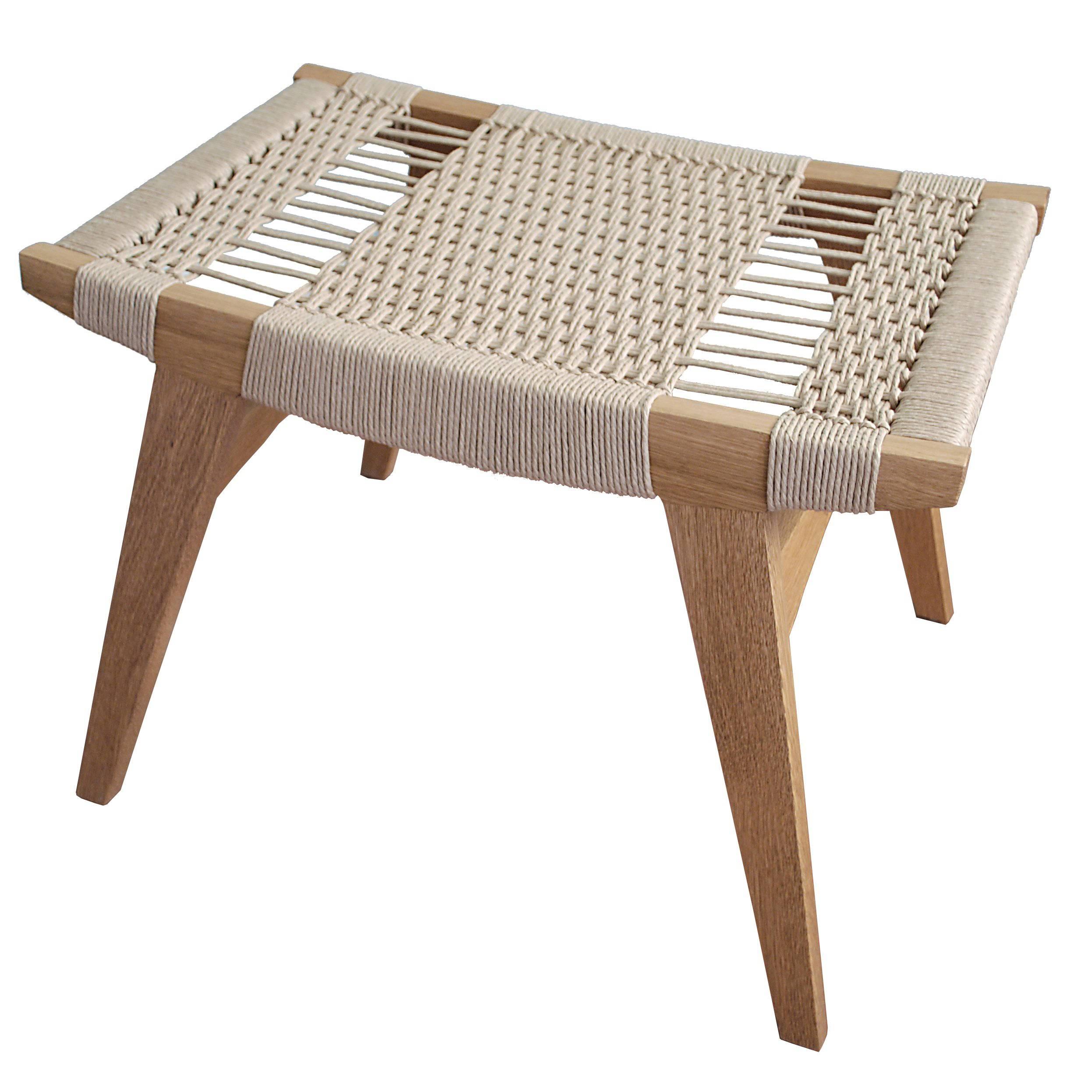 Contemporary pi Stool, Oak Frame, Danish Cord Seat, Made in the USA For  Sale at 1stDibs