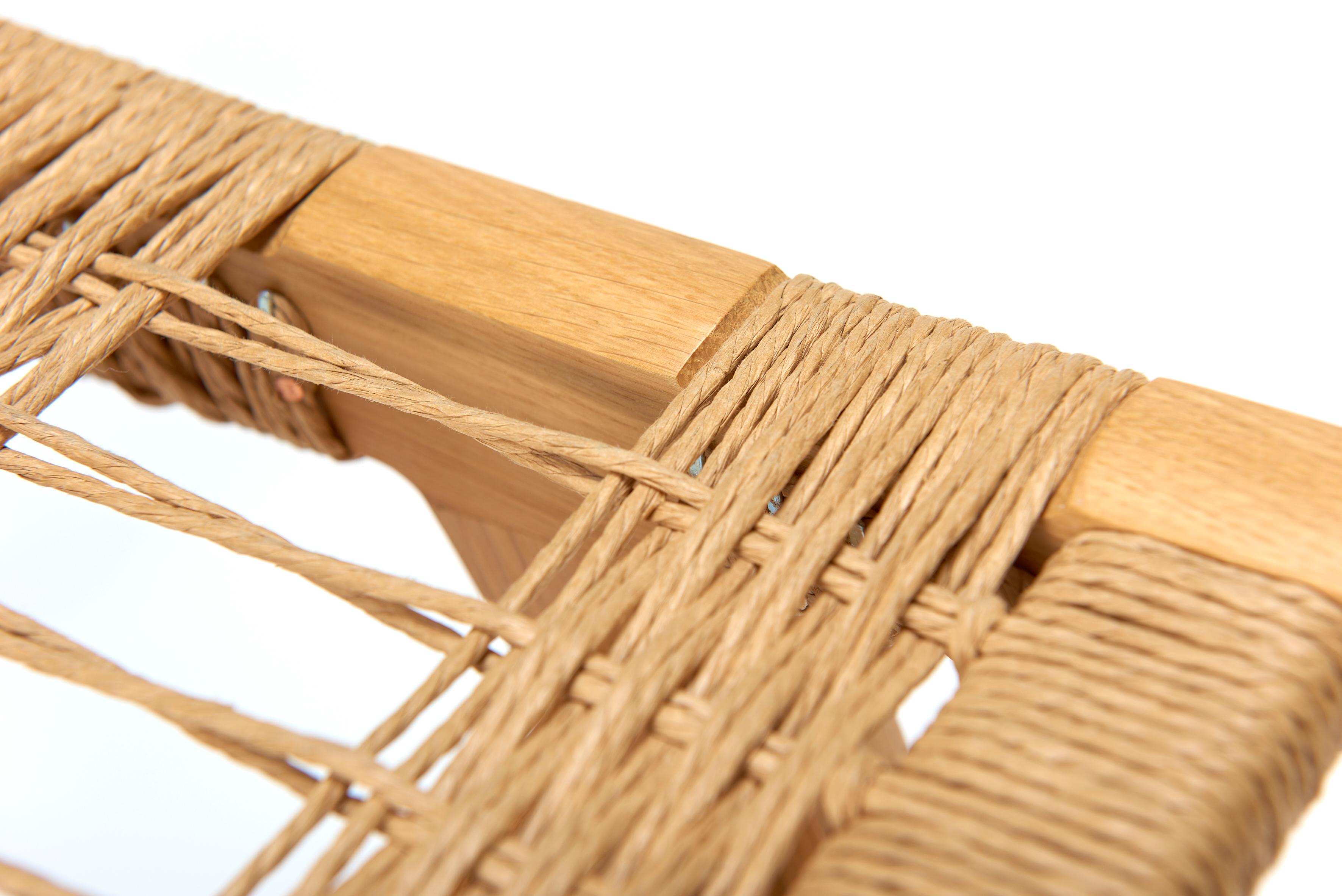 XXIe siècle et contemporain Tabouret pi Contemporary, structure en Oak Nature, assise en corde danoise naturelle en vente