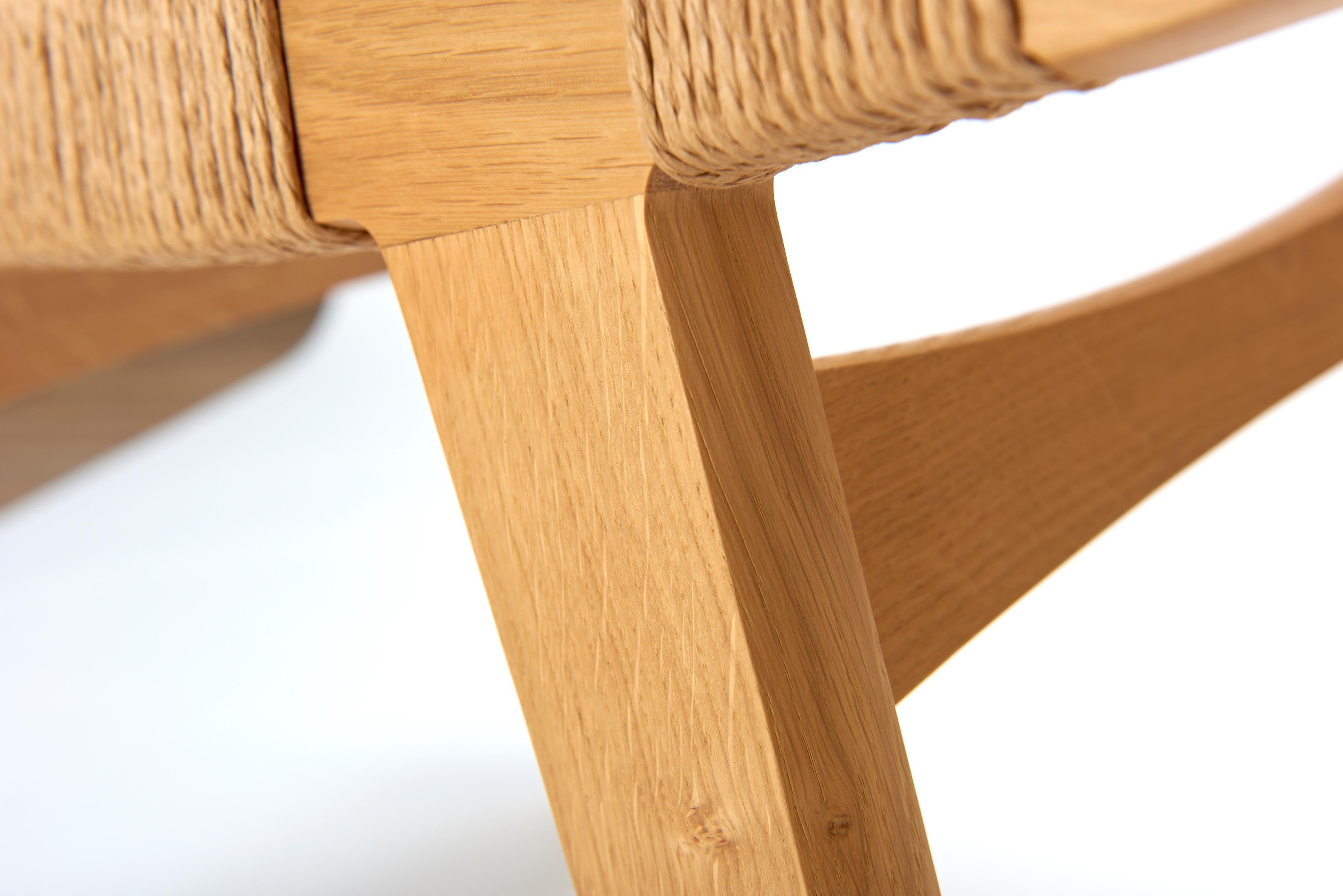 Joinery Contemporary pi Stool, Natural Oak Frame, Natural Danish Cord Seat For Sale