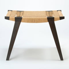 Contemporary Pi Stool, Bog Oak Frame, Matt Oil-Finish, Danish Cord Seat