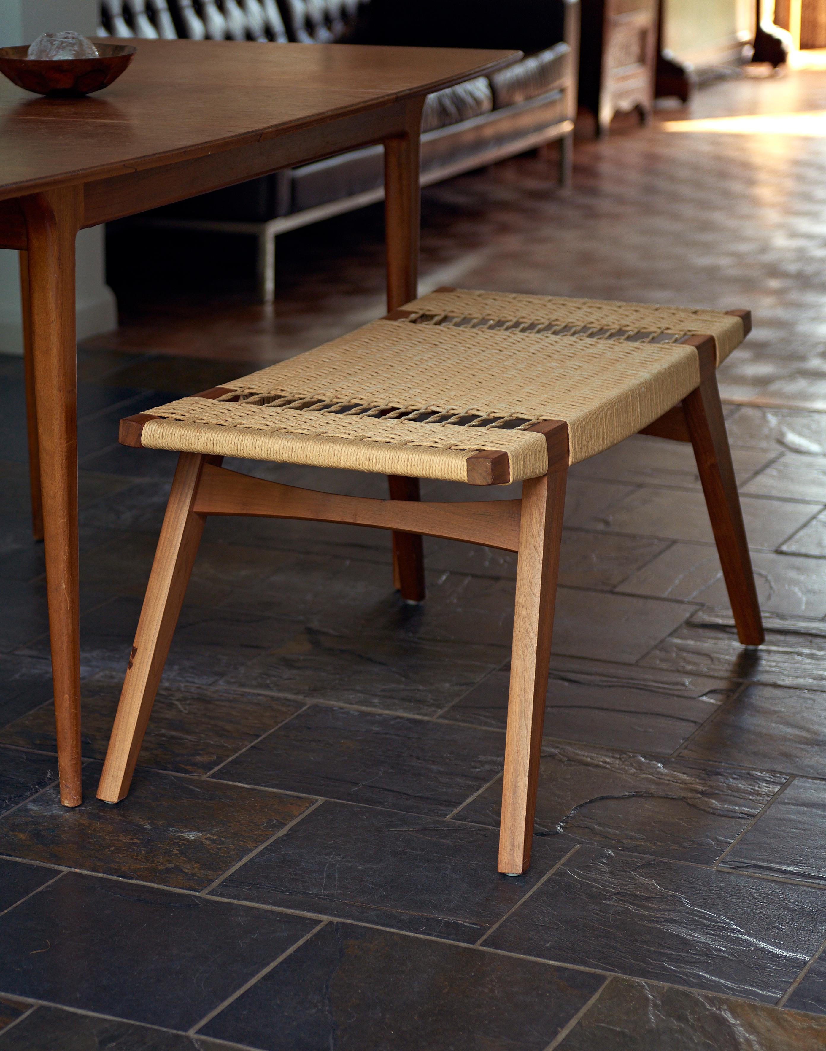 Ebonized Contemporary pi2 Stool, Ebonised Oak Frame, Black Danish Cord Seat For Sale