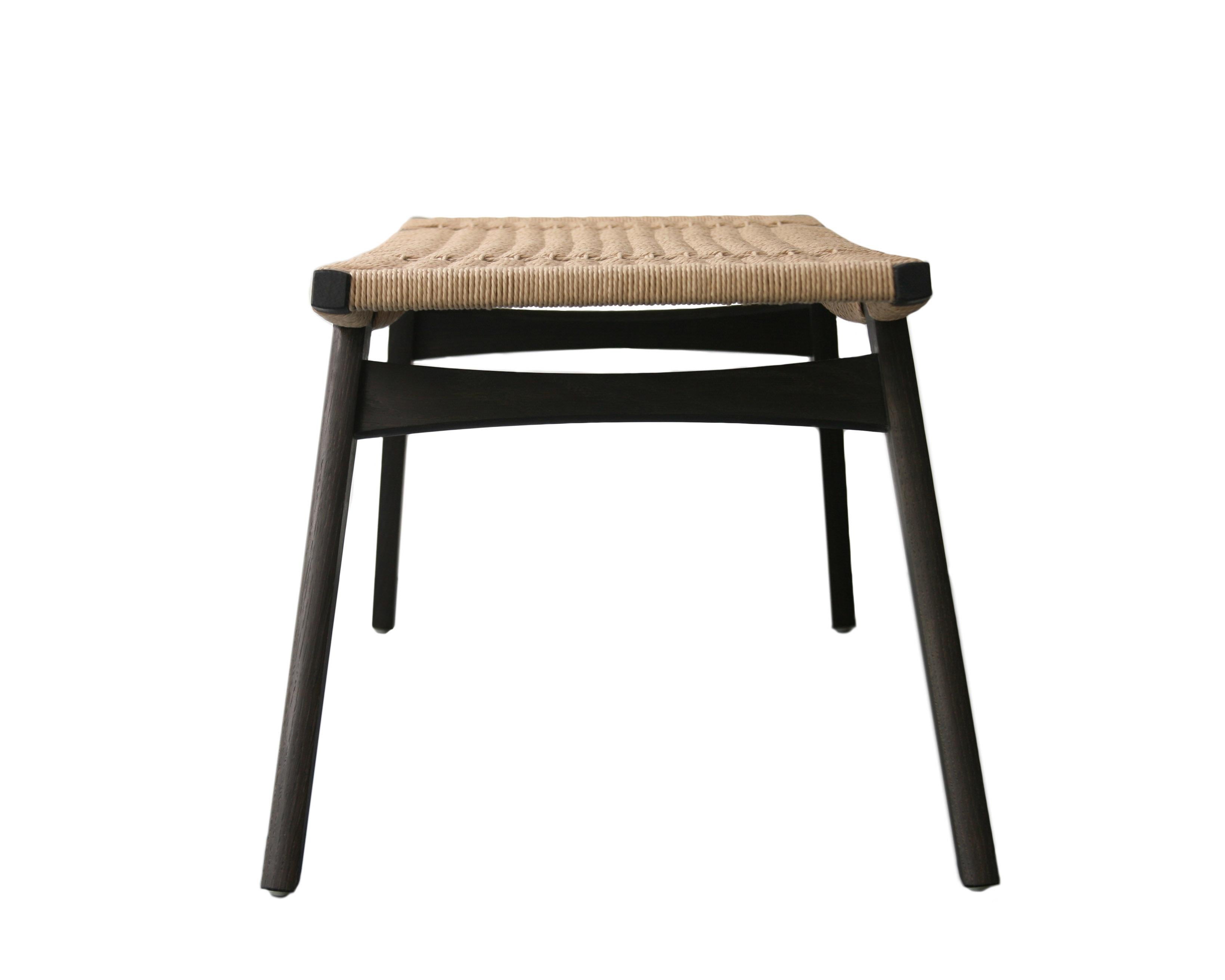 Scandinavian Modern Contemporary pi2 Stool, Ebonised Oak Frame, Natural Danish Cord Seat For Sale