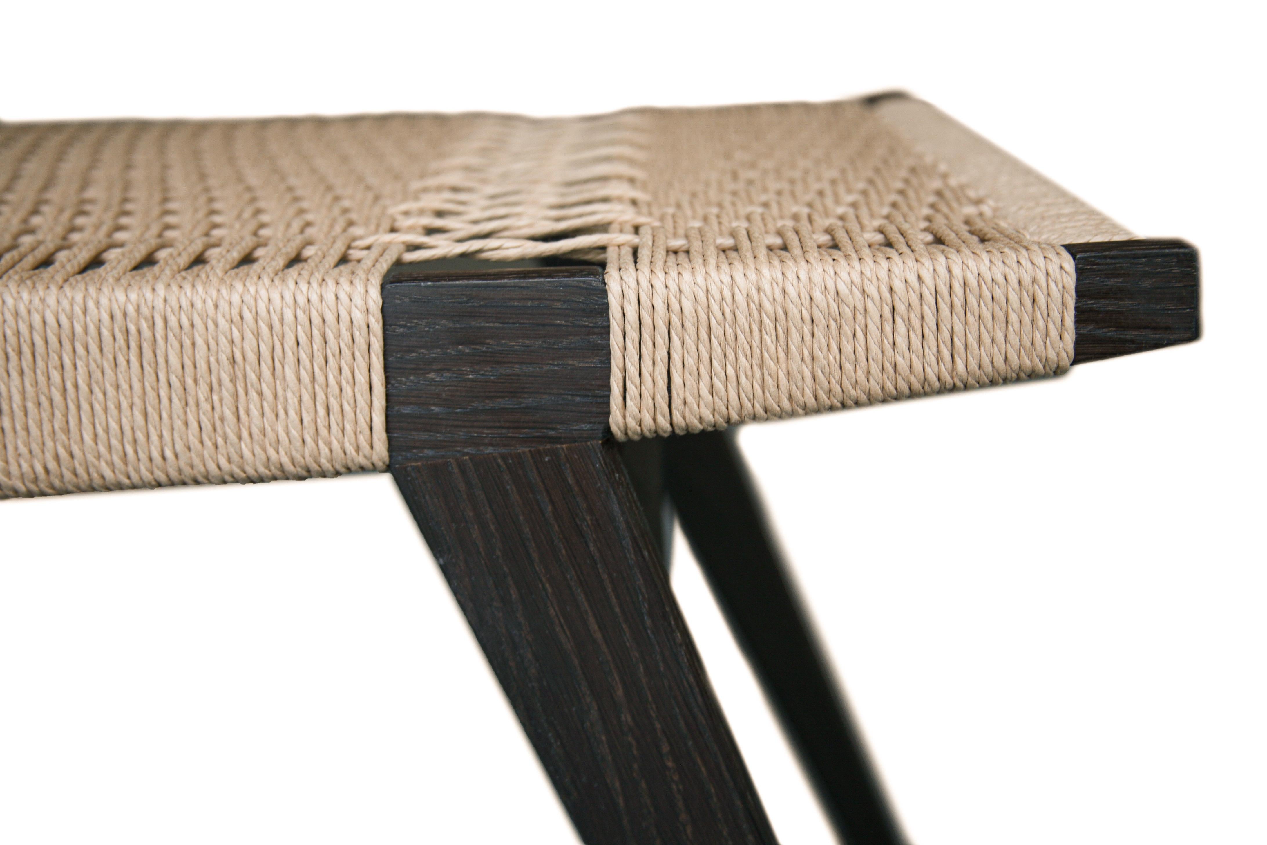 Papercord Contemporary pi2 Stool, Ebonised Oak Frame, Natural Danish Cord Seat For Sale
