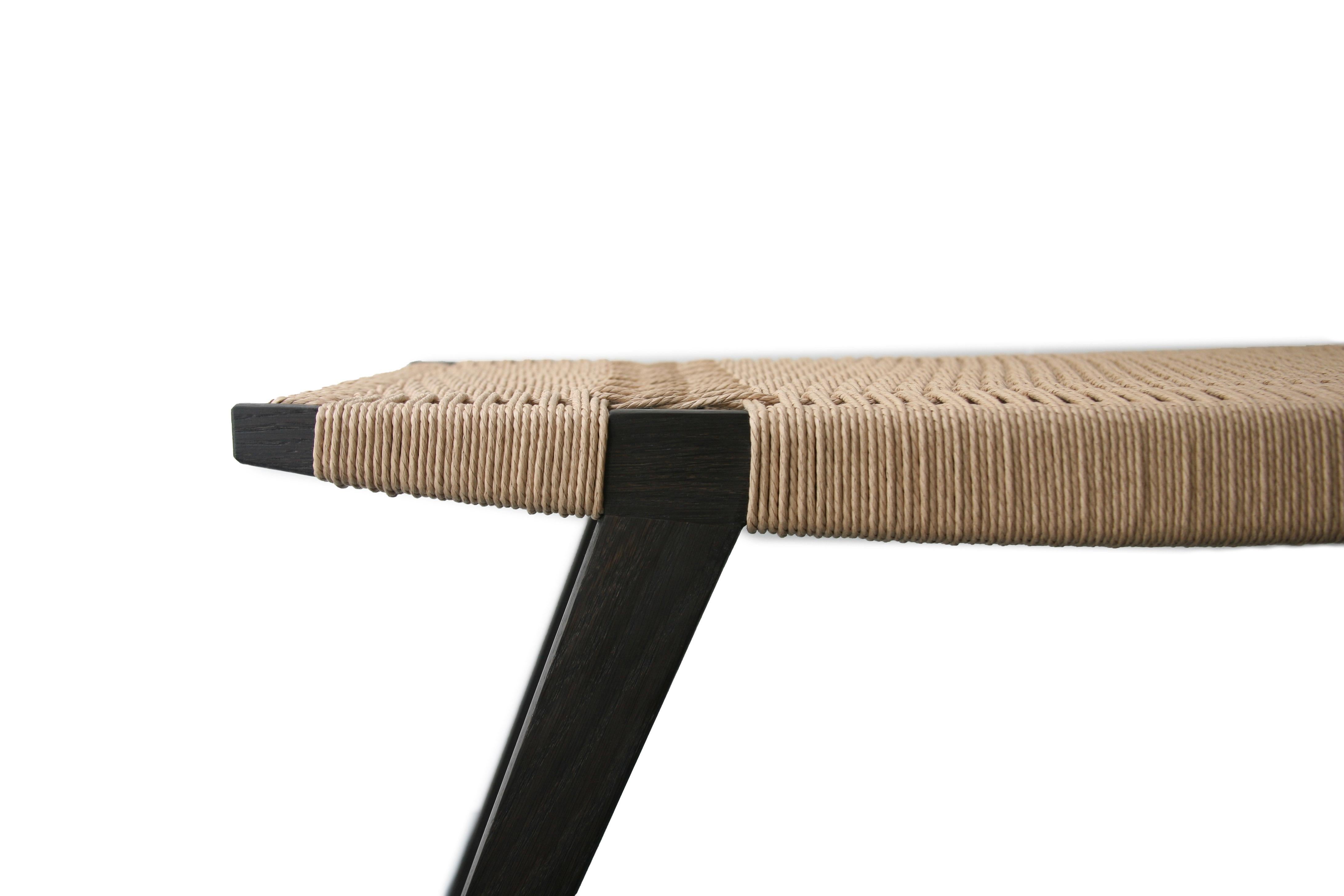 Contemporary pi2 Stool, Ebonised Oak Frame, Natural Danish Cord Seat For Sale 1