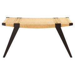 Contemporary pi2 Hocker, Gestell Ebonisiertes Eichenholz, Sitz aus natürlichem dänischem Cord