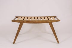 Contemporary pi2 Stool, Fumed Oak Frame, Fumed Oak Slatted Seat