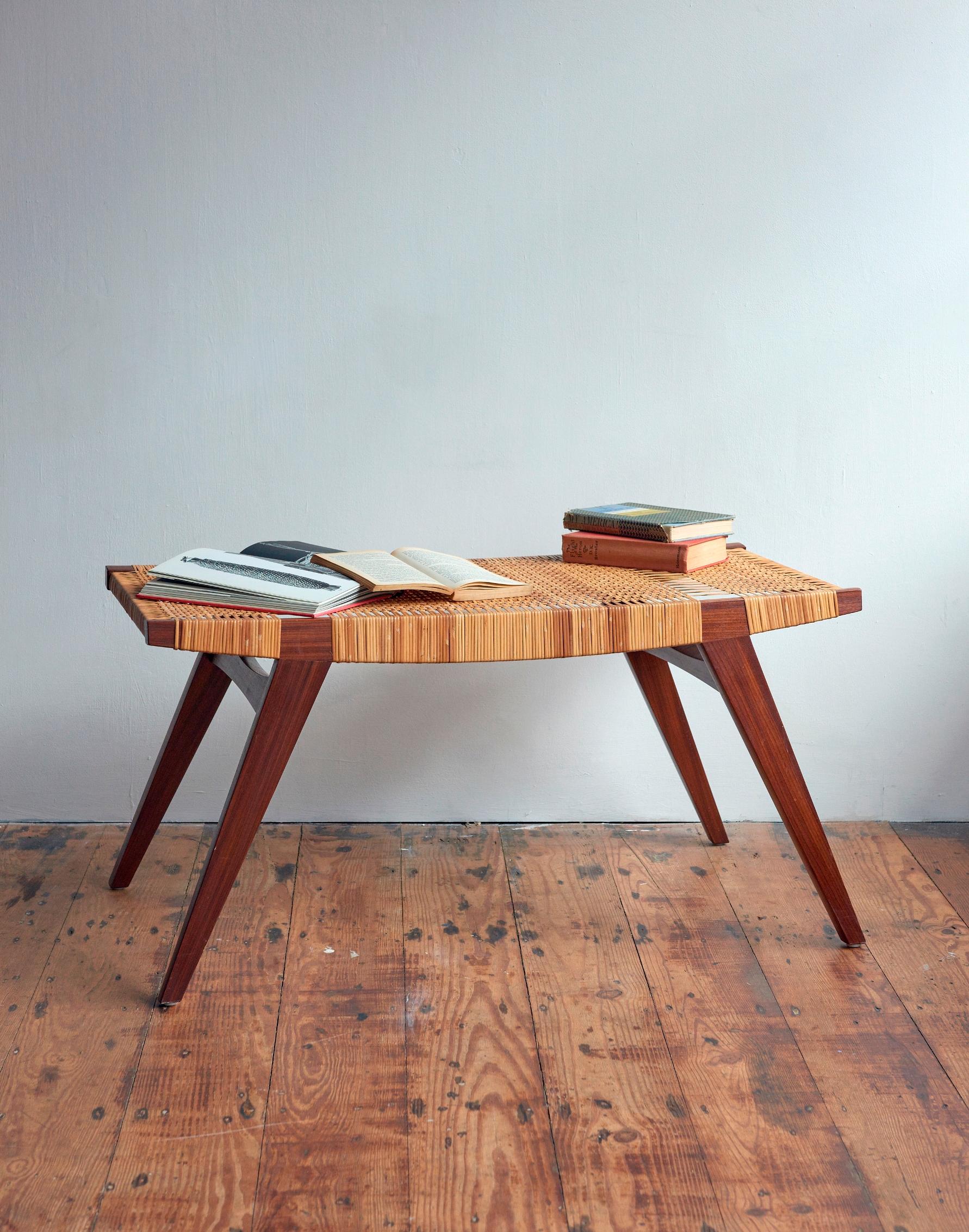 Joinery Contemporary pi2 Stool, Fumed Oak Frame, Split Willow Skein Seat For Sale